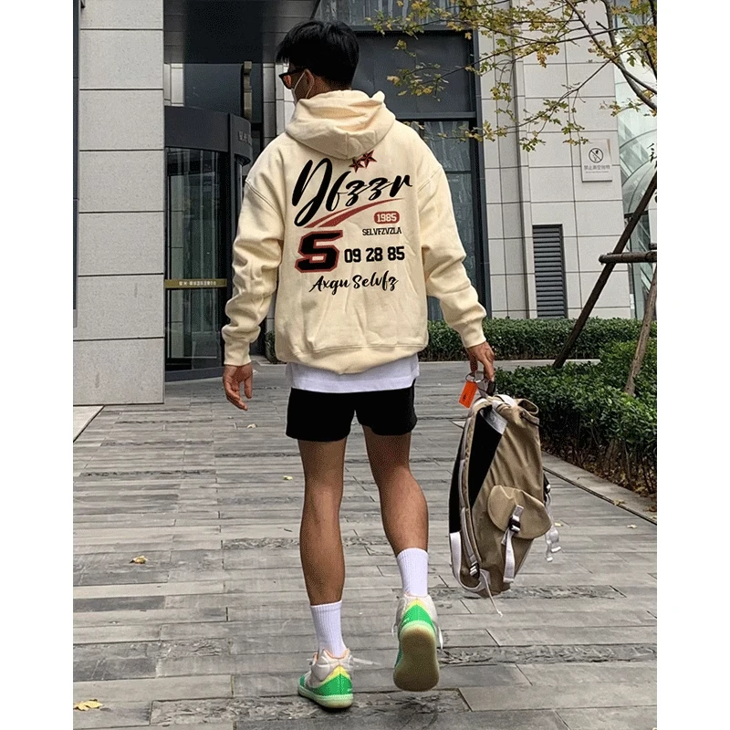 秋季新款潮牌高街外套上衣服男款美式休闲薄款小众设计感连帽卫衣
