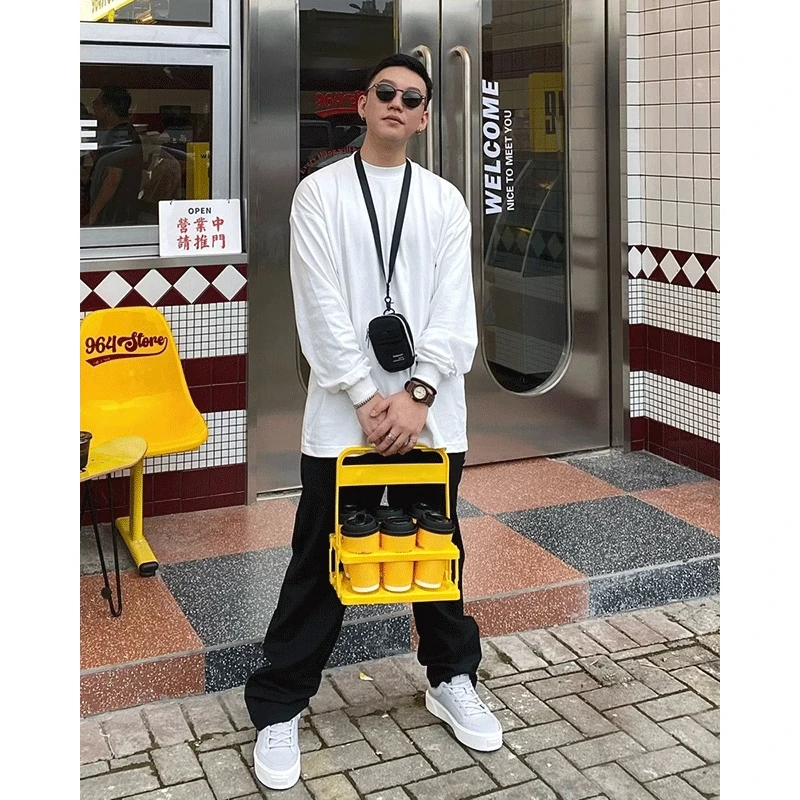 潮牌潮流小众设计感高街百搭长袖T恤男款秋季新款休闲重磅打底衫