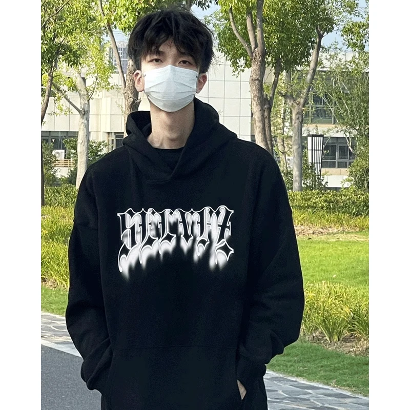 春秋新款美式重磅长袖连帽卫衣男士复古高街潮牌宽松休闲外套上衣