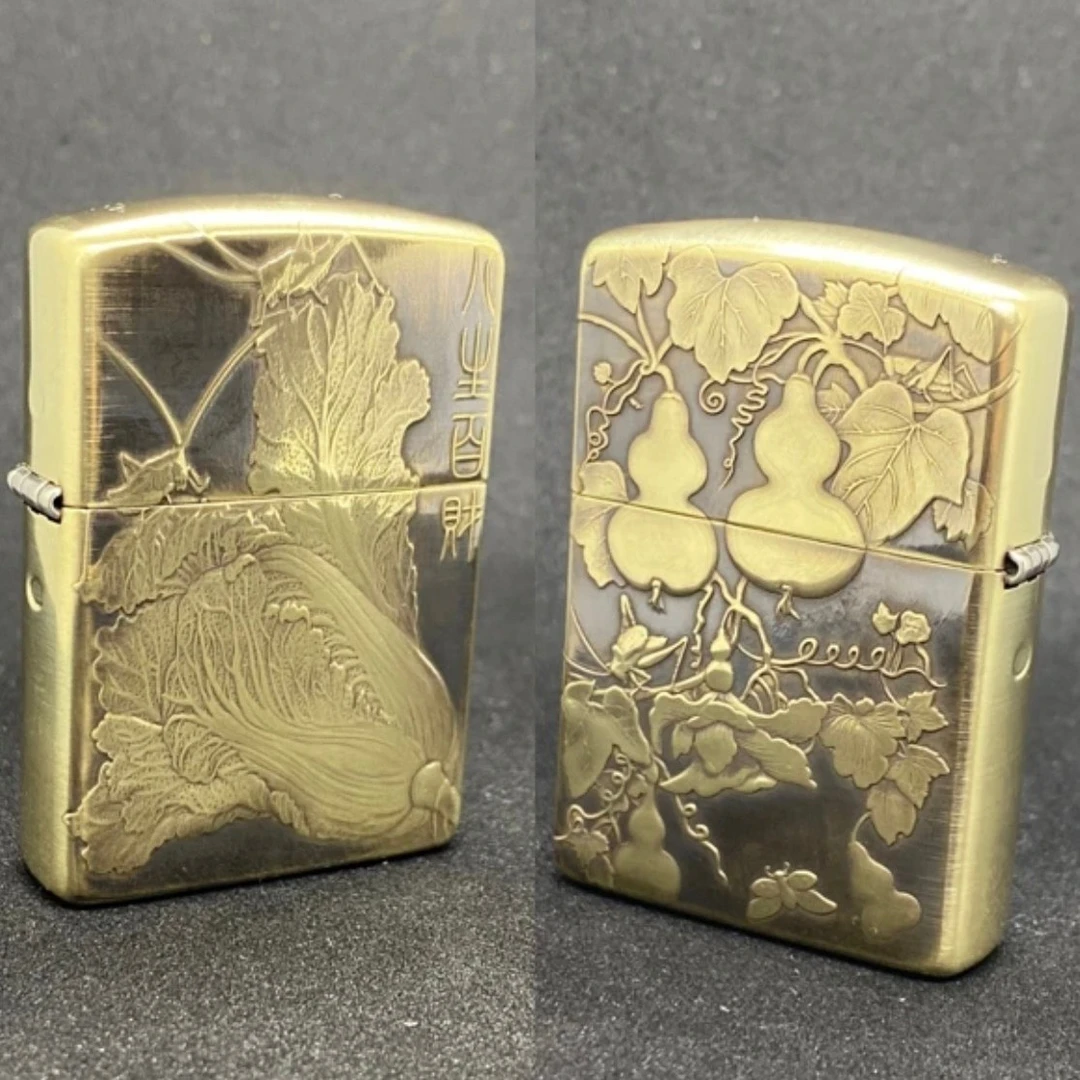 打火机正品纯黄铜盔甲-3D立体浮雕白菜葫芦DY9912DK