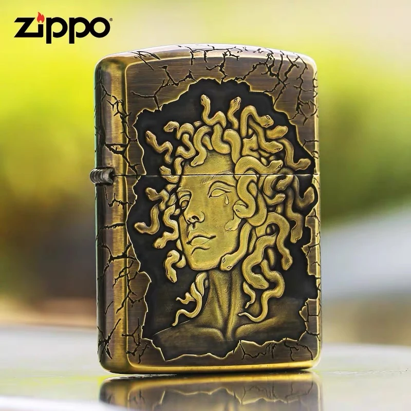 ZIPPO打火机正品黄铜盔甲-美杜莎3D立体浮雕送男友礼物DYJ1