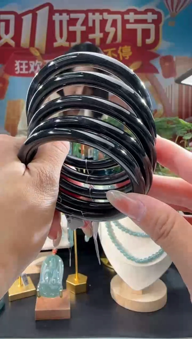 【闪购商品】定制翡翠手镯美人条未镶嵌圈口可选多样性发一