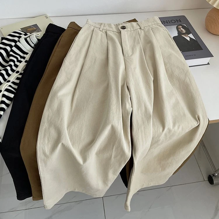 韩版高腰工装裤休闲裤女2025秋季新款宽松显瘦百搭阔腿直筒裤子潮