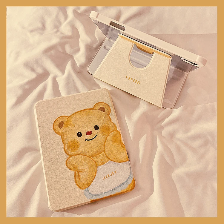 卡通黄油小熊iPadpro2024平板保护壳air6保护套iPad10防弯平板壳9