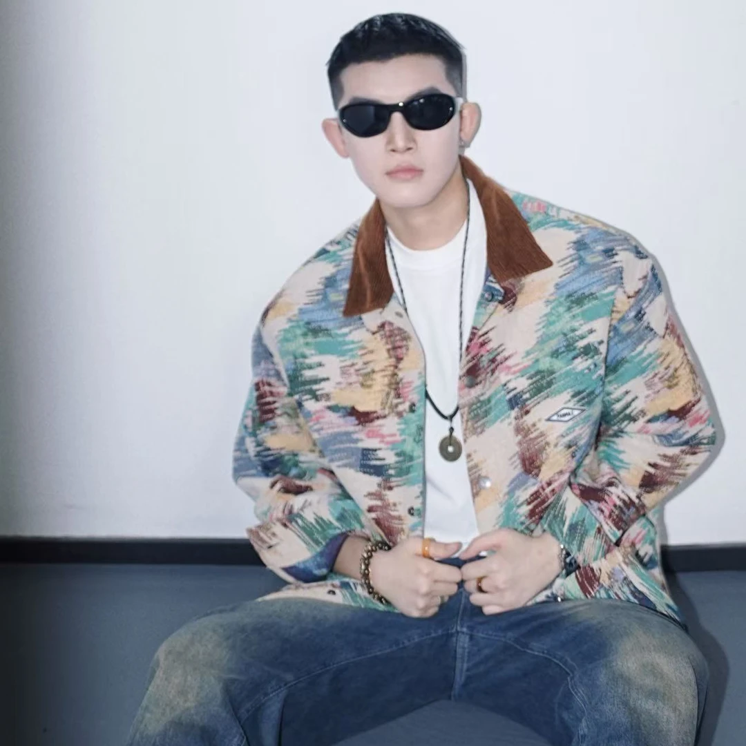 PANMAX/潘·麦克斯休闲男外套上衣夹克复古港风宽松秋冬季新款刺绣