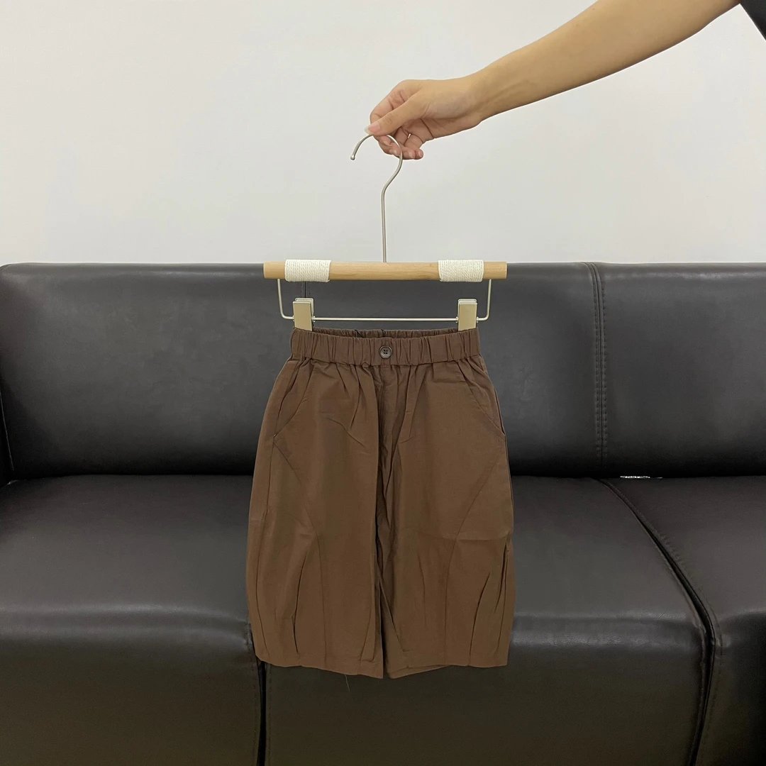 US* 中小童咖色棉麻短裤 0213