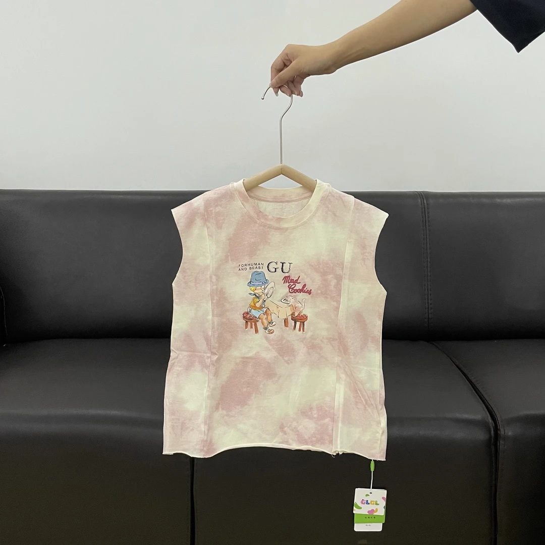 GL* 男宝晕染粉色卡通印花背心 5862