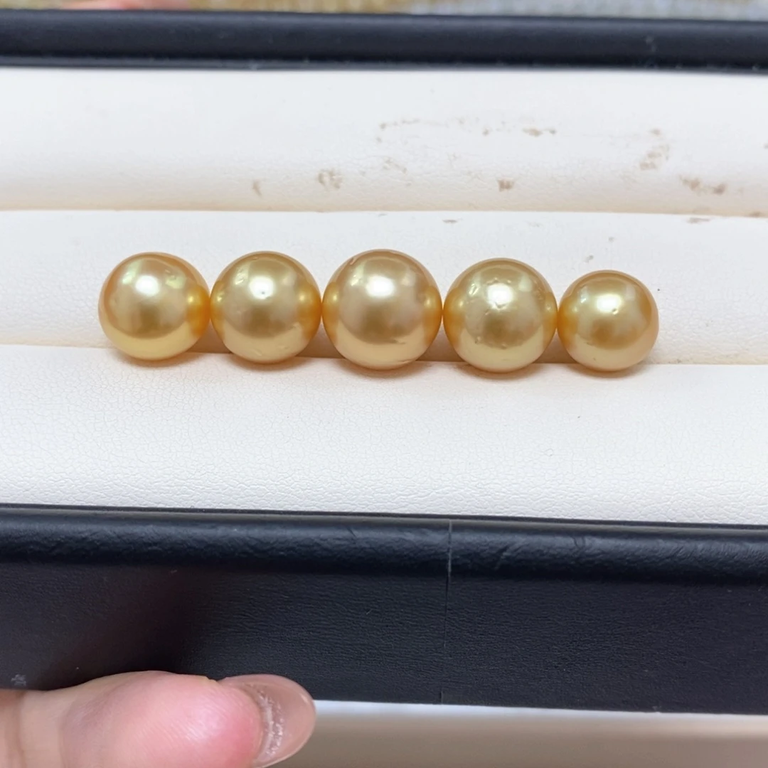 定制海水珍珠裸珠未镶嵌10-12金珠5颗