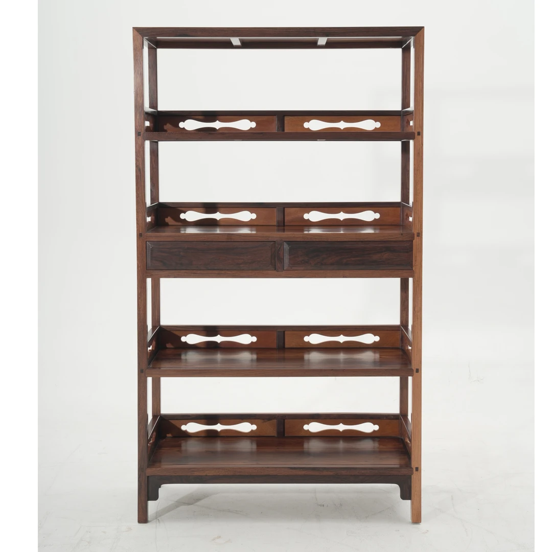 书柜陈列摆件木制柜明式轻奢落地客厅简约玄关黑酸枝