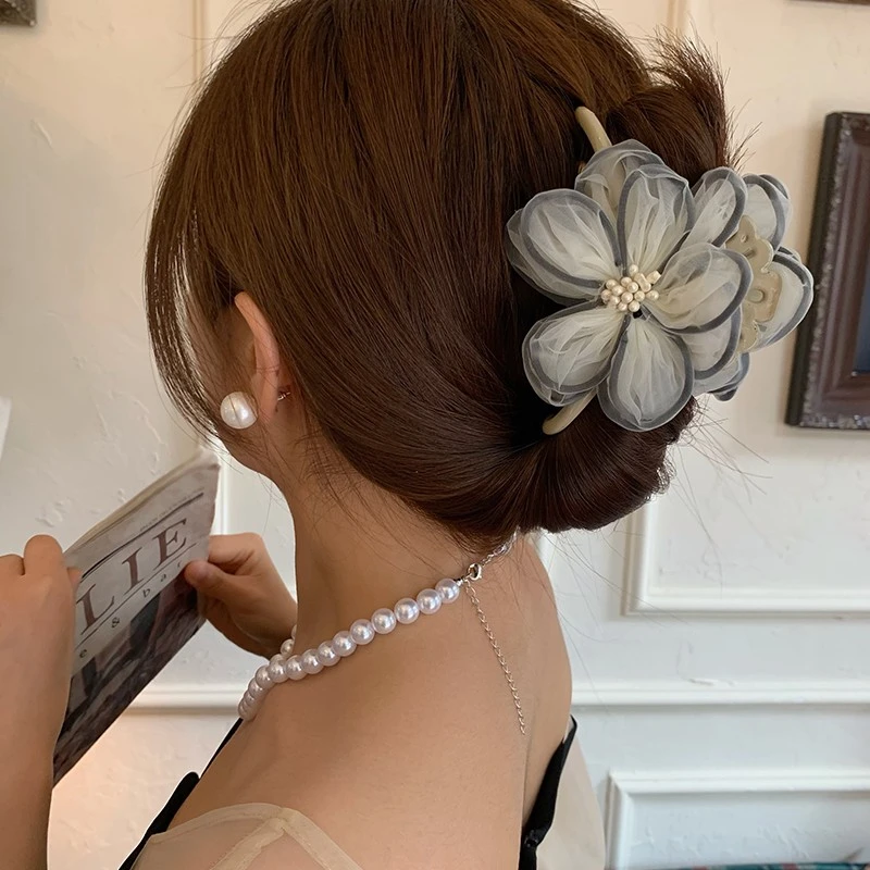 碧海花初~蕾丝花朵抓夹高级感法式复古鲨鱼夹发夹溯源好物