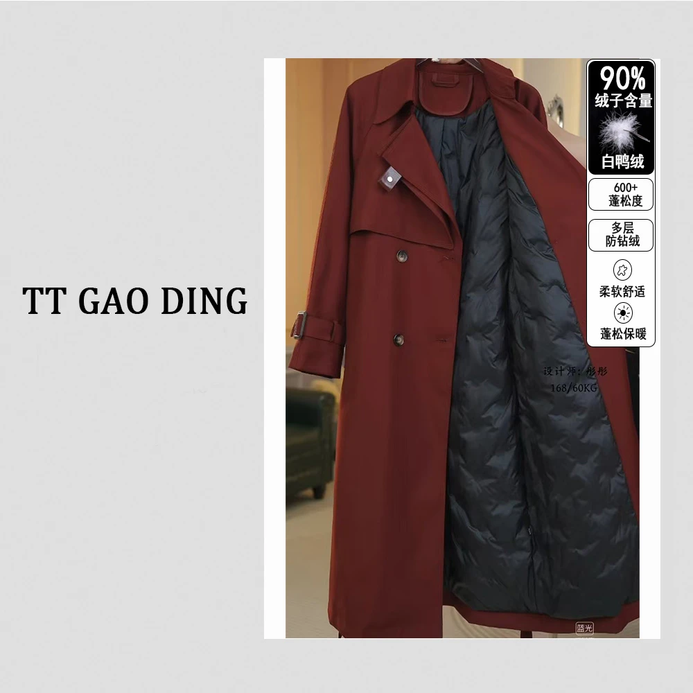 高品质~黑/金系列 2024中长款风衣羽绒服气质显瘦双排扣外套2