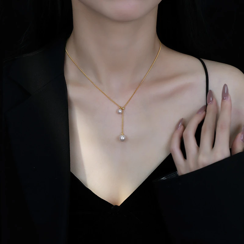 链子925银仿珍珠 项链施家珠轻奢小众高级感2025年新款爆款锁骨链