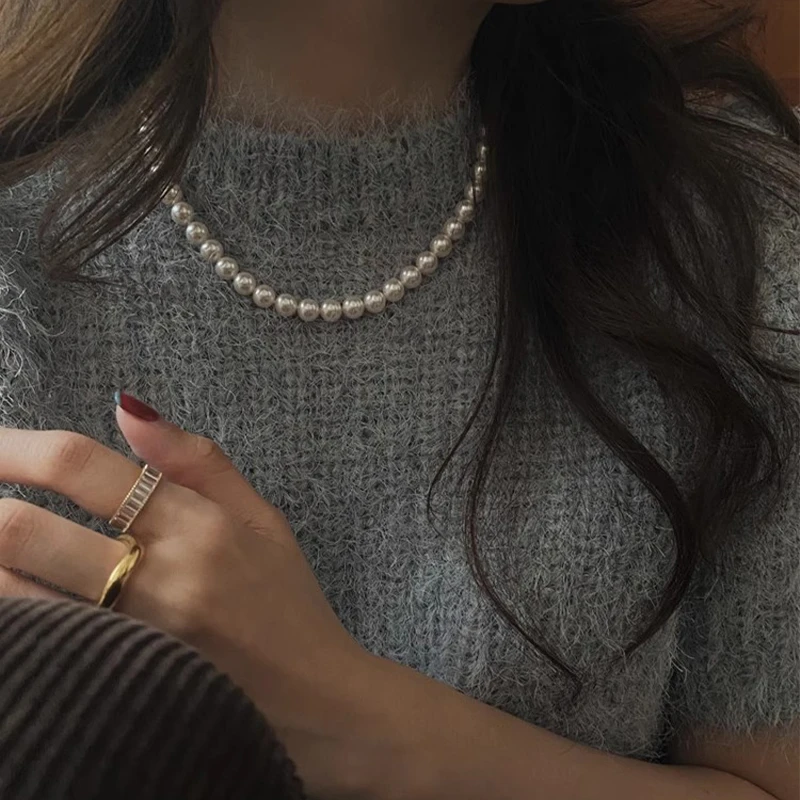 链子925银仿珍珠 fever同款施家项链纯银颈链轻奢高级感锁骨链
