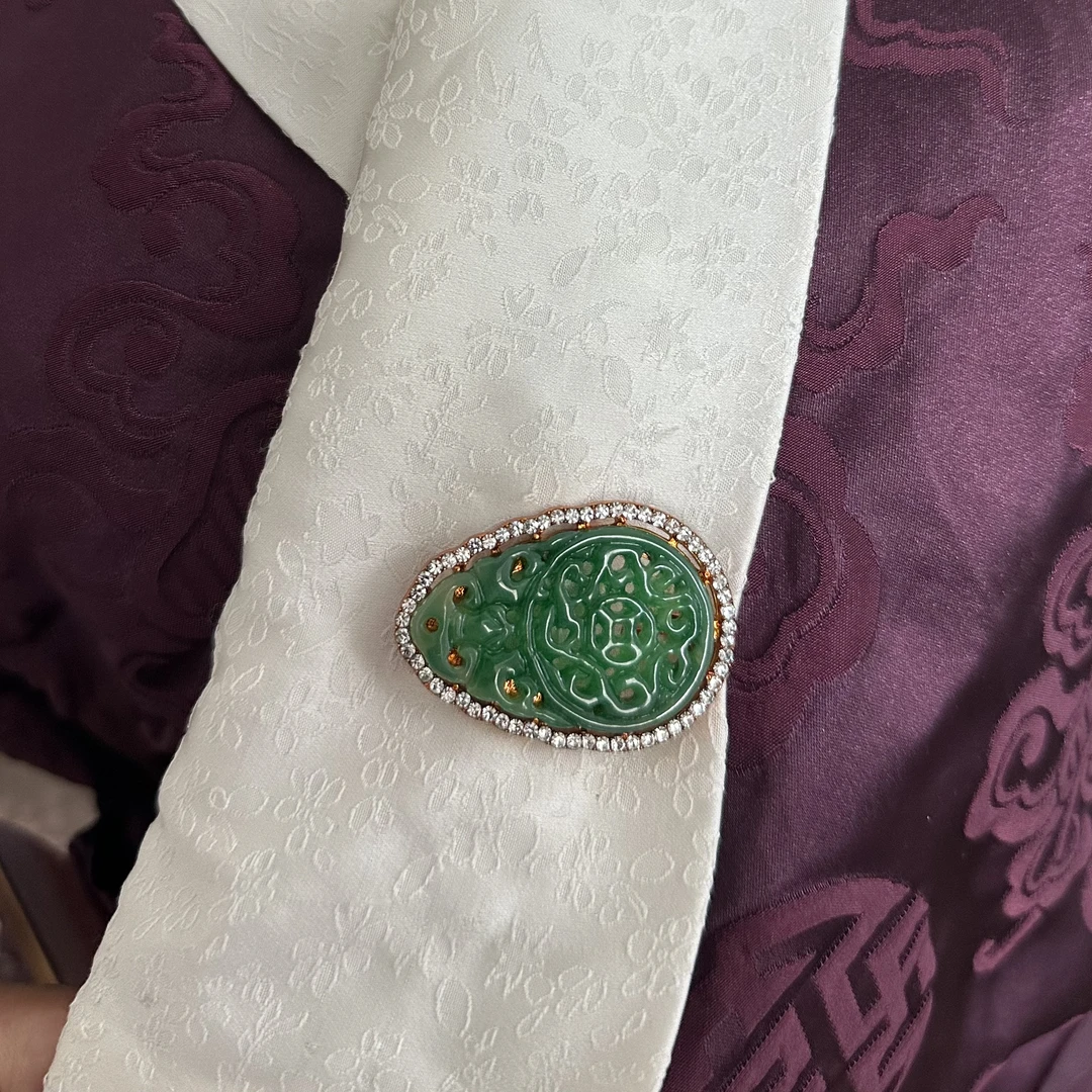 铜合金胸针 新款胸针百搭时尚气质民族风胸针复古胸针手工绿色