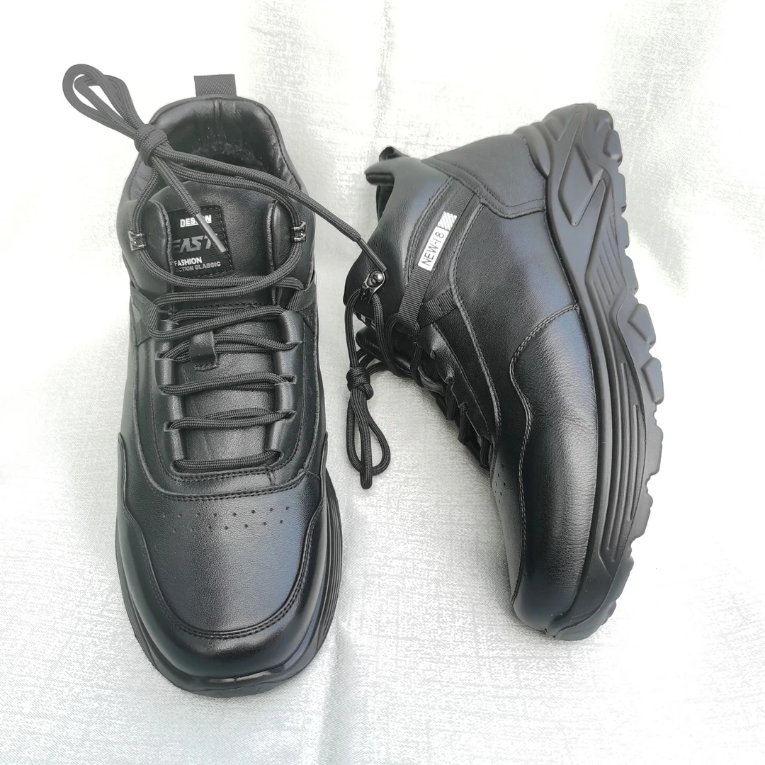 永威河南永威皮鞋休闲运动风棉鞋真皮男士加绒加厚保暖高帮冬季