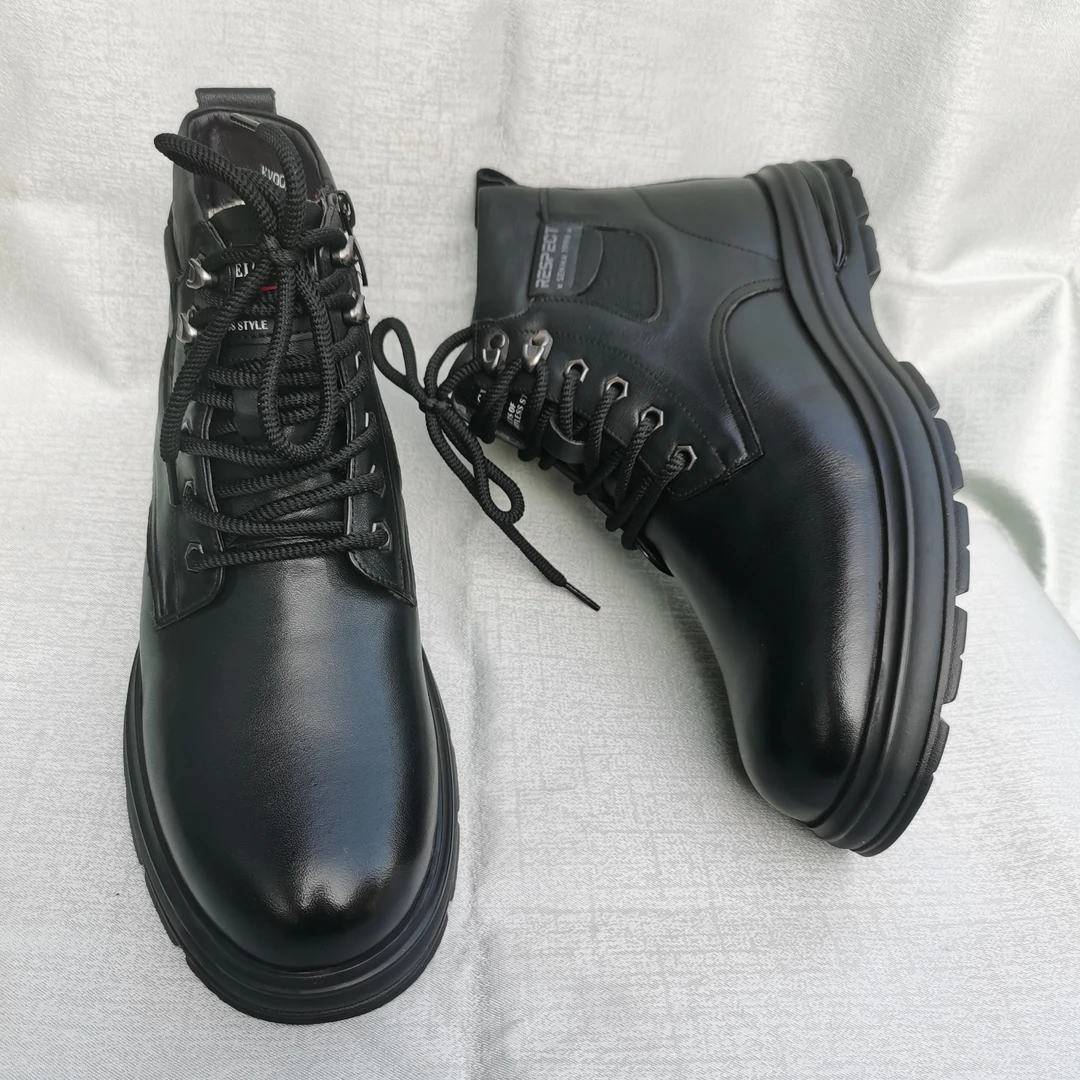 永威河南永威皮鞋马丁棉鞋皮靴子保暖舒适休闲百搭真皮厚底加绒