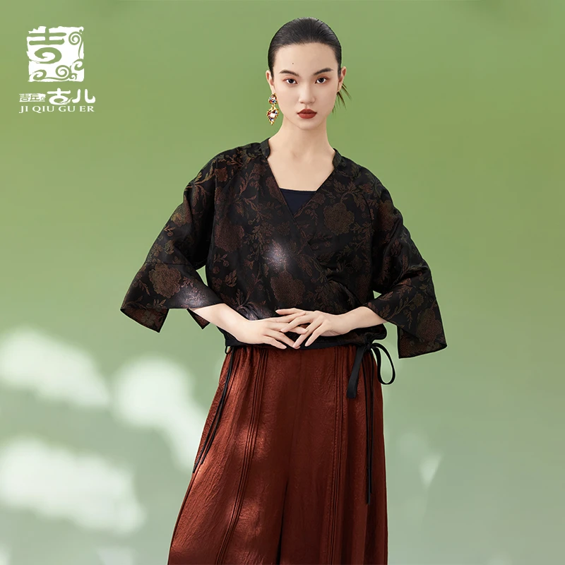 吉丘古儿虞美人新中式短外套典雅大气原创设计复古外衣G241Y035