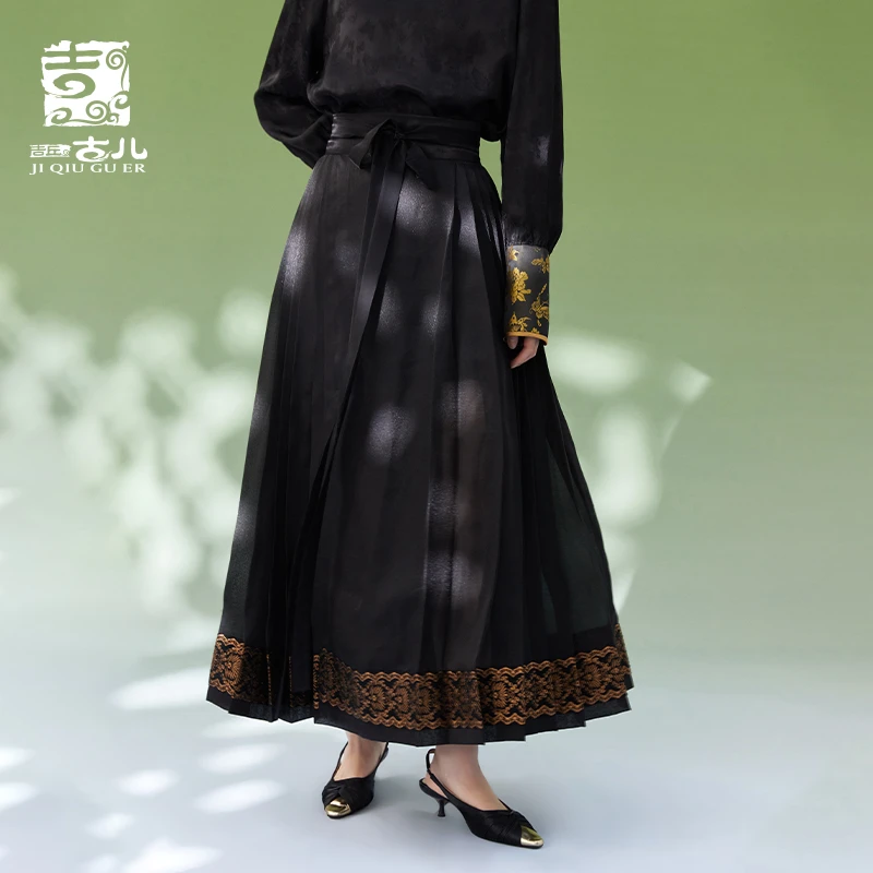 吉丘古儿窈窕疏影欧根纱马面裙新中式复古百搭休闲半身裙G241Q003