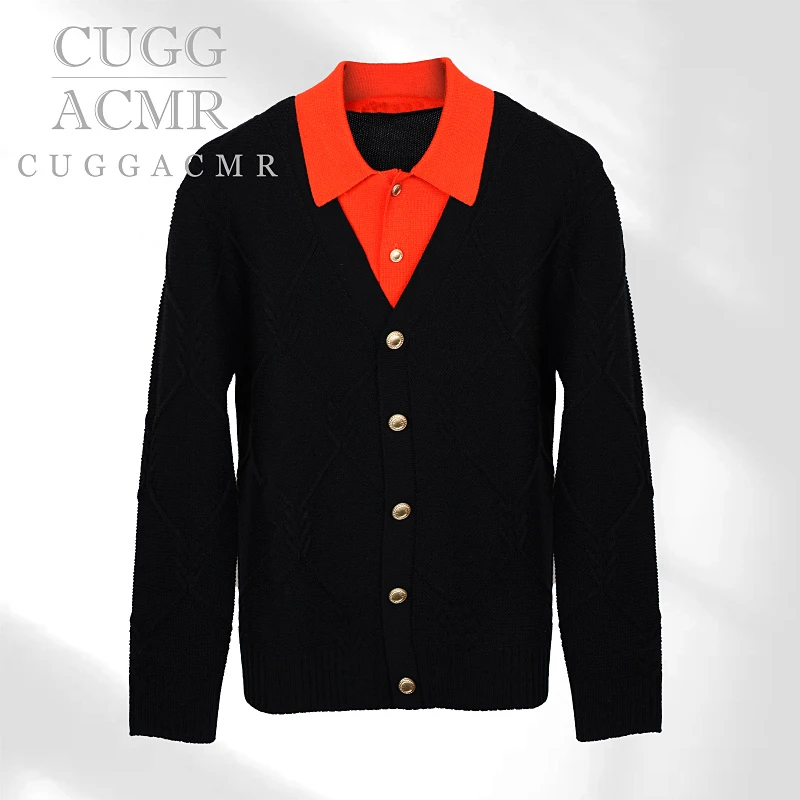 2024秋冬新款长袖针织休闲百搭时尚经典圆领商务男羊毛开衫23145