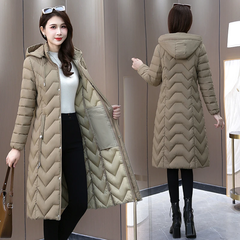 过膝长款棉服女2024新款防风防寒中年女士加厚显瘦妈妈装棉衣外套