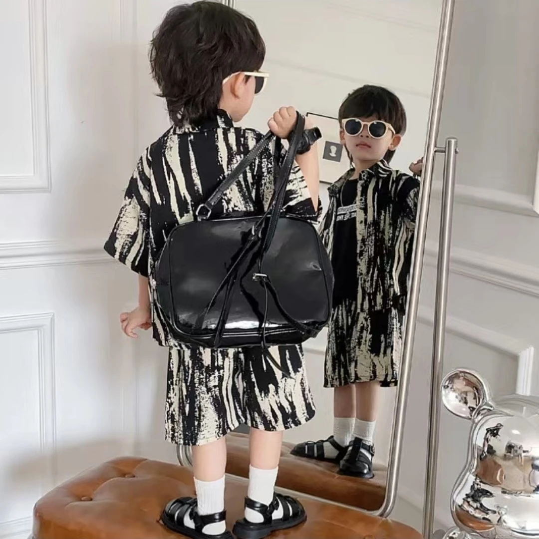 男童碎花夏季套装儿童节时尚休闲百搭儿童网红洋气夏季短裤两件套