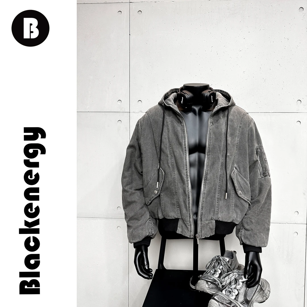 水洗做旧棉服男士冬季美式重磅宽松解构风连帽短款棉衣外套潮流