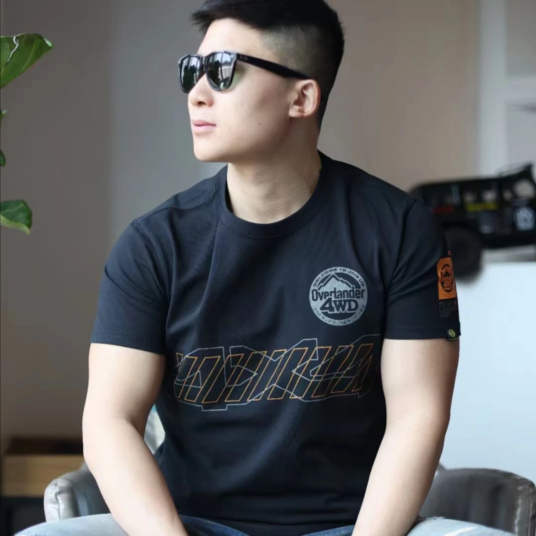 越野江湖高端时尚原创设计春夏“4*4款”圆领透气印花T恤