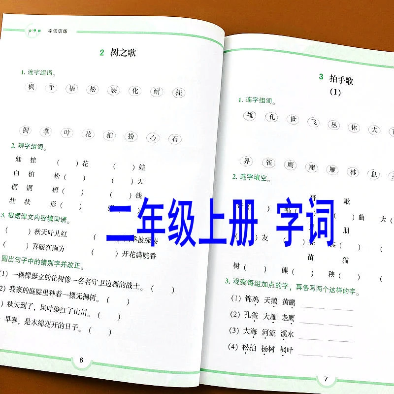 二年级上册字词专项训练人教版语文课本同步多种题型综合辅导练习