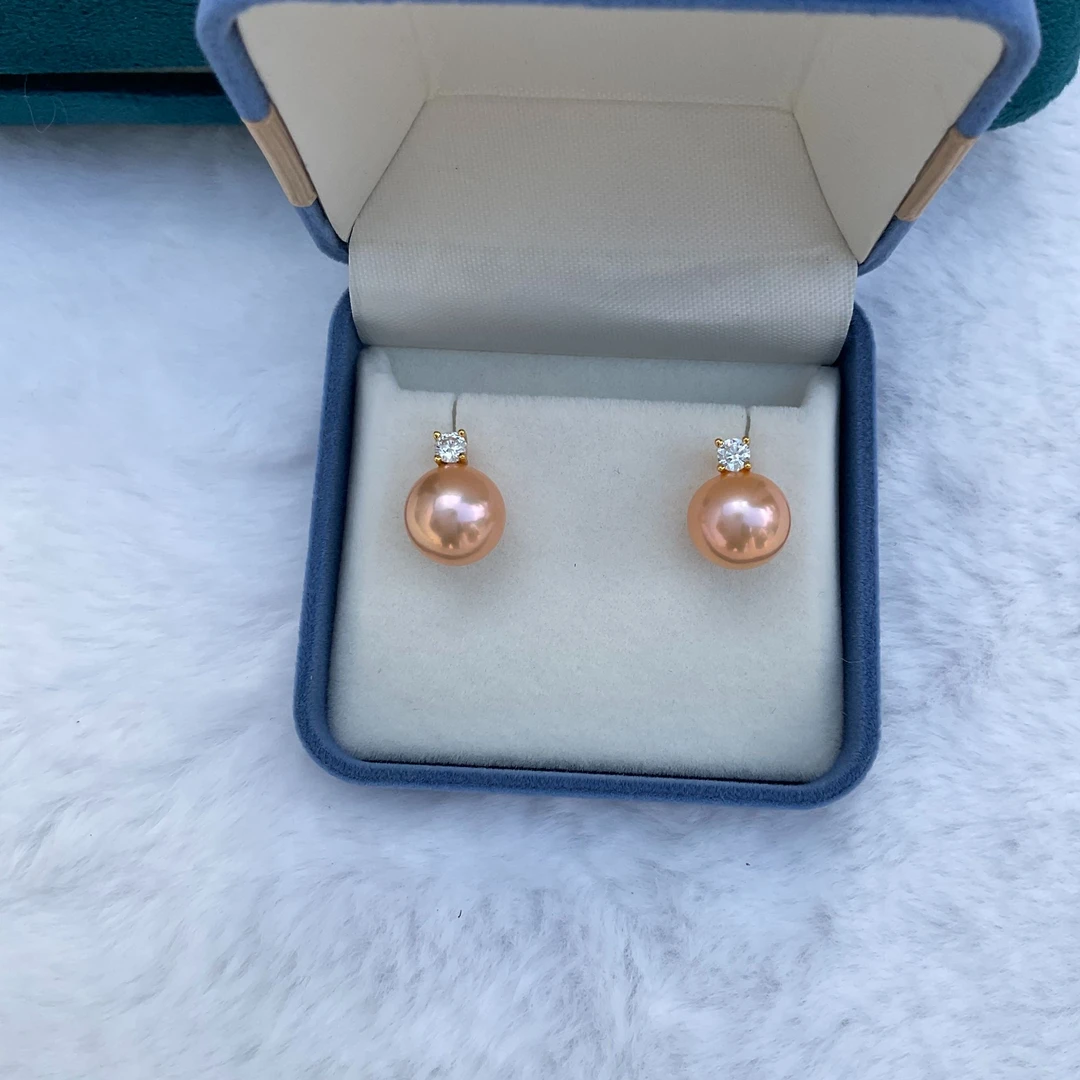 【南南专属】【双子星】10-11MM戴妃款气质时尚天然淡水珍珠耳环-E005