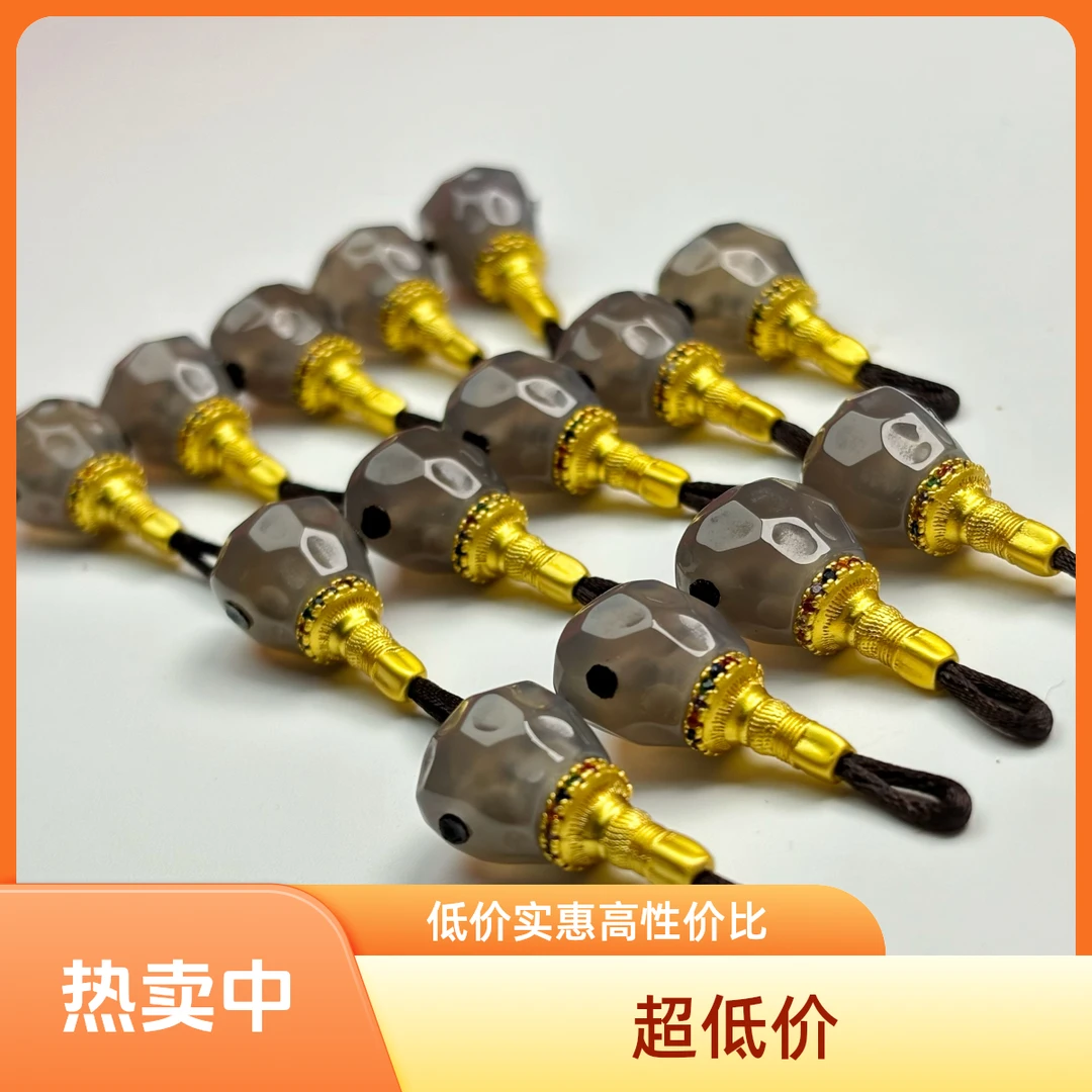 烟紫色盐源玛瑙精工无相内凹三通尺寸12mm精工三通玛瑙三通大孔道