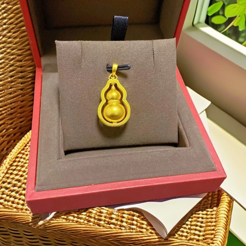 足金999 精品哑光古法葫芦百搭吊坠