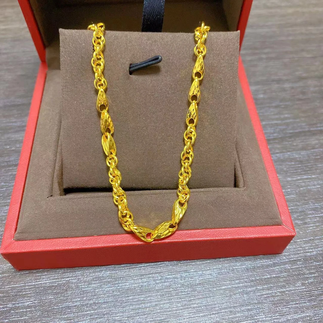 足金999.9精品简约圆泰式郁金香百搭项链