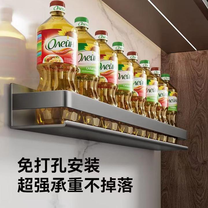 厨房调料架碳钢免打孔壁挂式家用墙上收纳架壁挂调料架加厚调味品