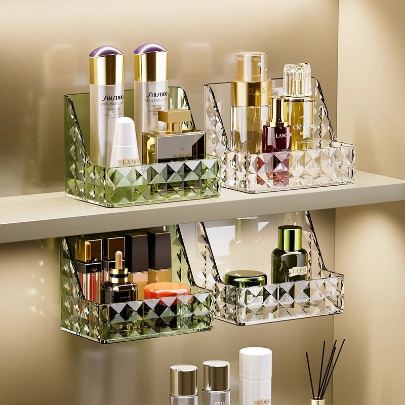 轻奢镜柜收纳盒壁挂卫生间洗漱台口红面膜化妆品置物架斜口整理盒