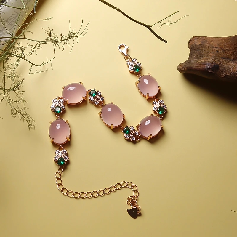 合金手链 淘玉珠宝设计师款百搭时尚粉紫手链（纹路多样性发其一）