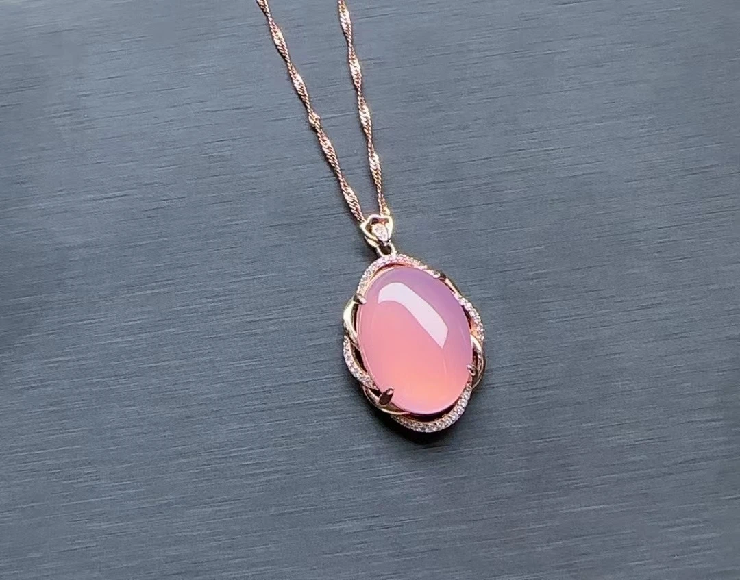 合金吊坠 淘玉珠宝设计款精美粉紫鸽子蛋吊坠（纹路多样发其一）