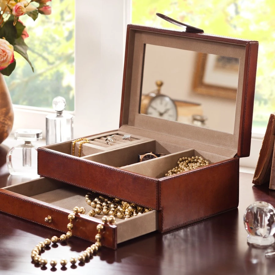 HARBORHOUSE长方形真皮质首饰品盒简约美式多功能收纳盒精致奢华