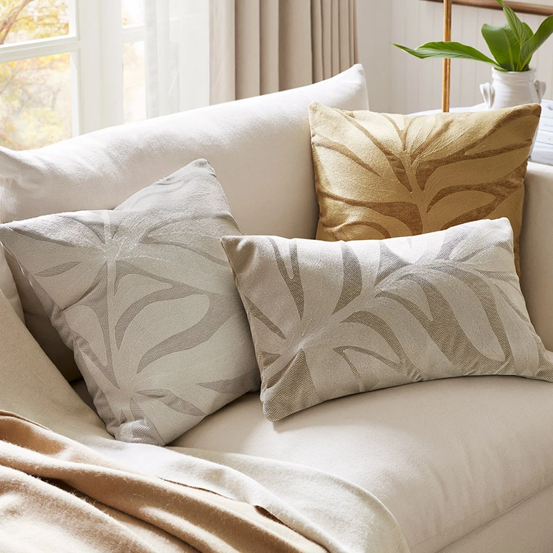 HARBORHOUSE新品美式客厅装饰链式绣花靠垫套Leaf