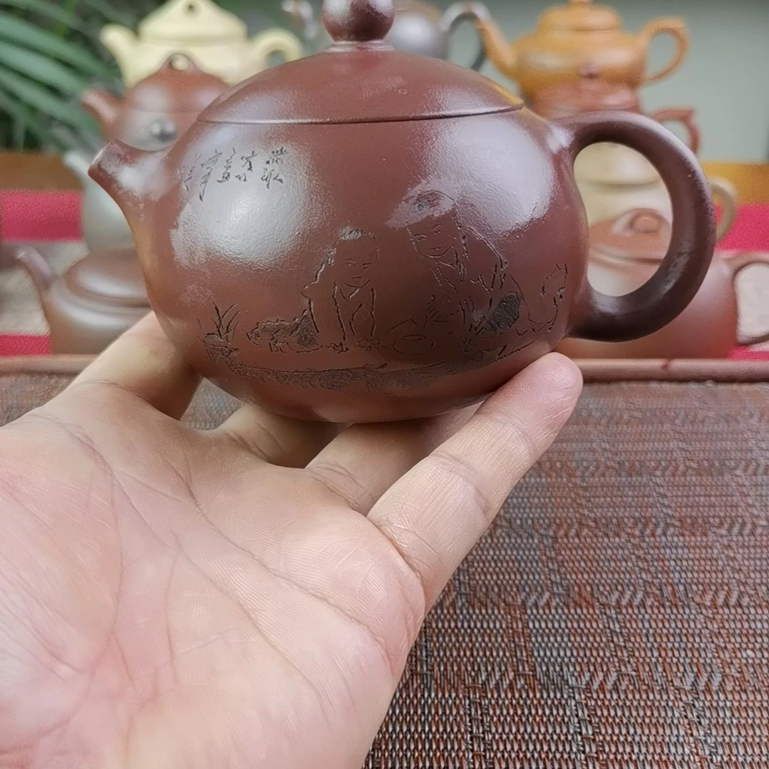 紫砂茶壶紫泥西施330CC国工（微瑕不退换）