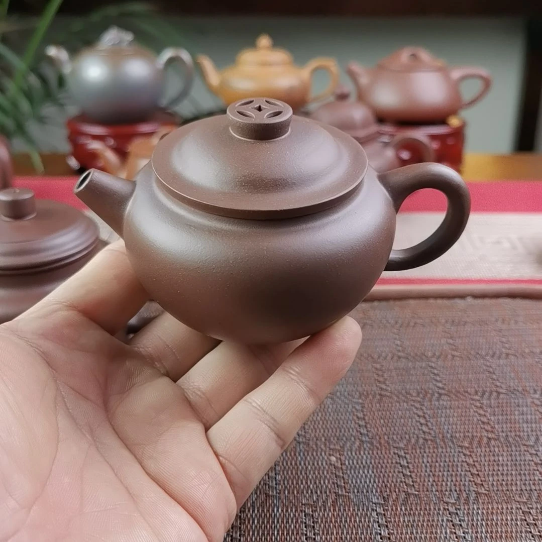紫砂茶壶紫泥钱币巨轮170CC开播礼