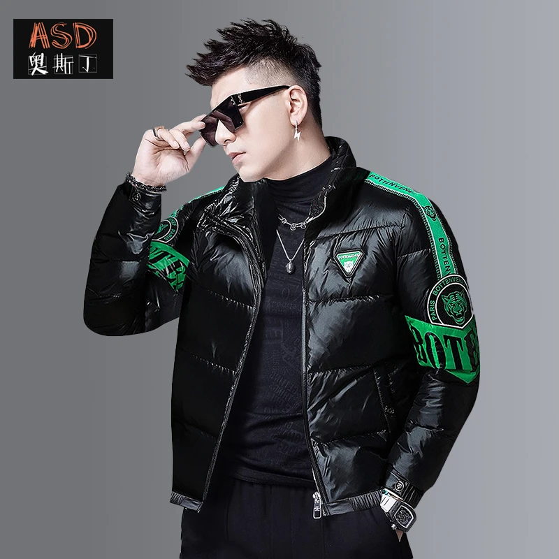 欧洲站冬季90白鸭绒印花羽绒服男士加厚保暖防寒服冬款男外套欧货