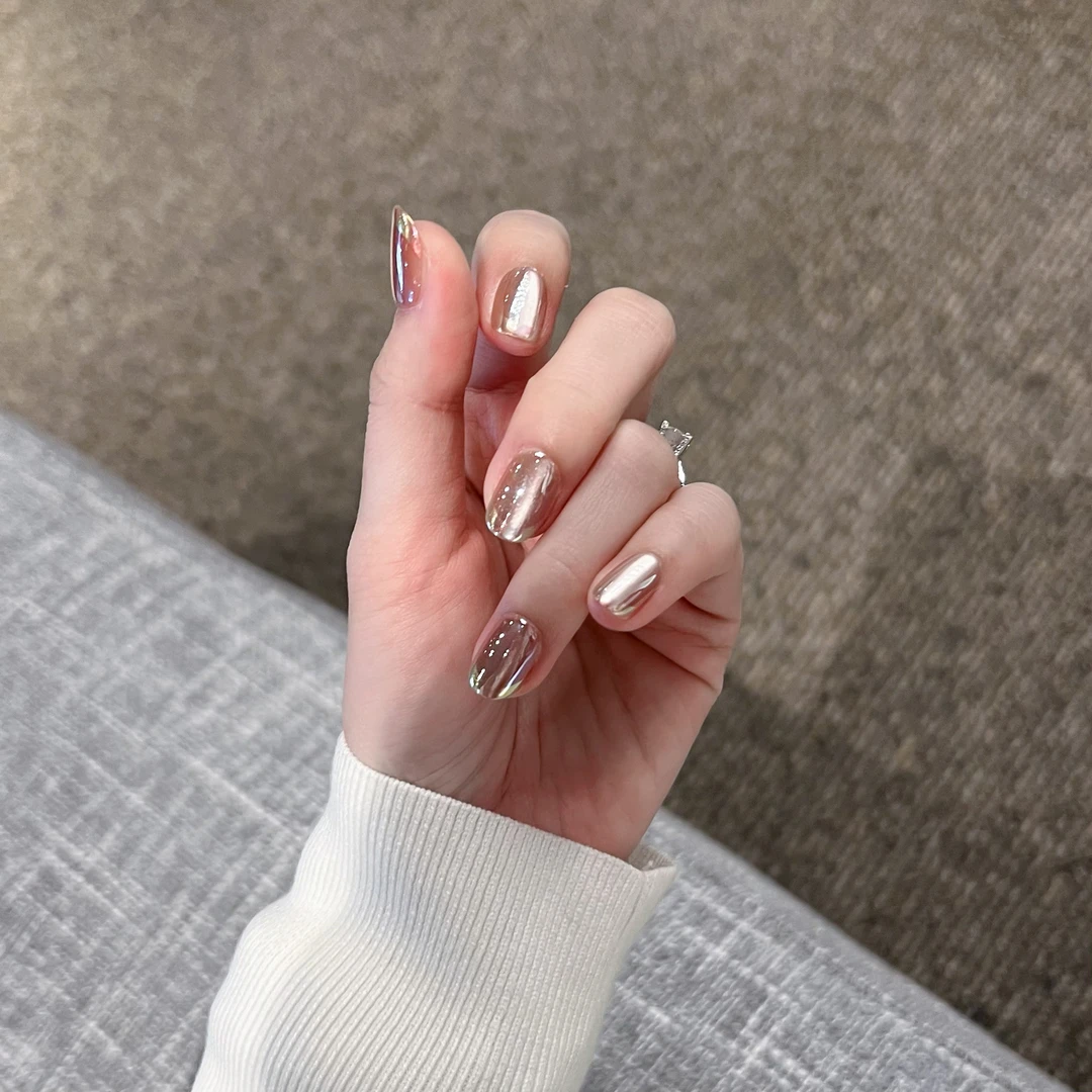 【金粉世家】玻璃珠猫眼法式夏日美甲显白气质款国风穿戴甲新中式风