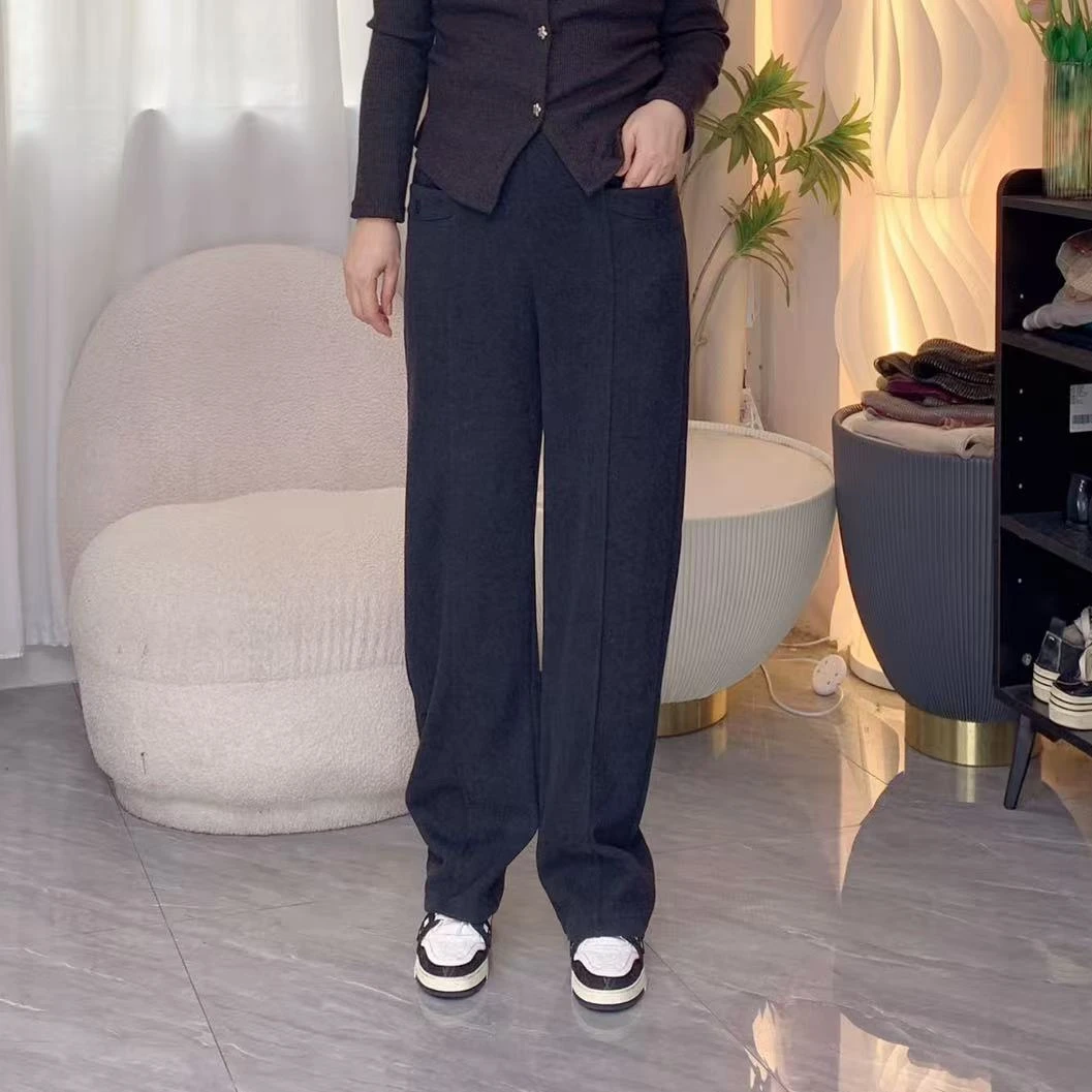 【裤子】秋冬新款口袋式直筒休闲裤宽松百搭针织