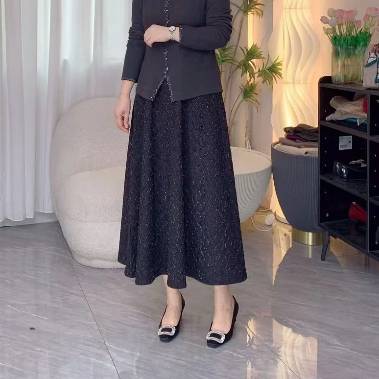 【半身裙】秋冬新款重工设计感黑色洋气气质显瘦减龄复古大码女高级