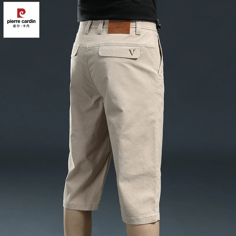 皮尔卡丹夏季七分短裤男士薄款直筒宽松高级商务七分短裤休闲裤男