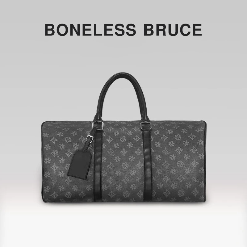 欧美风旅行包黑花棋盘格休闲百搭潮流BV801