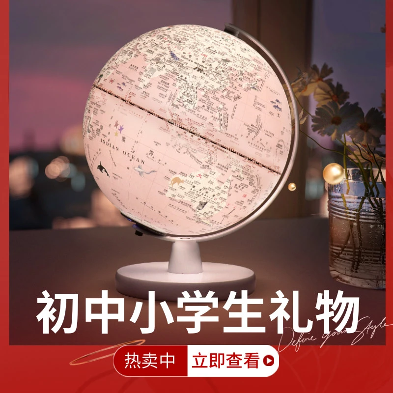 粉色AR地球仪小学生专用夜灯3D立体悬浮初中教学礼物充电儿童摆件