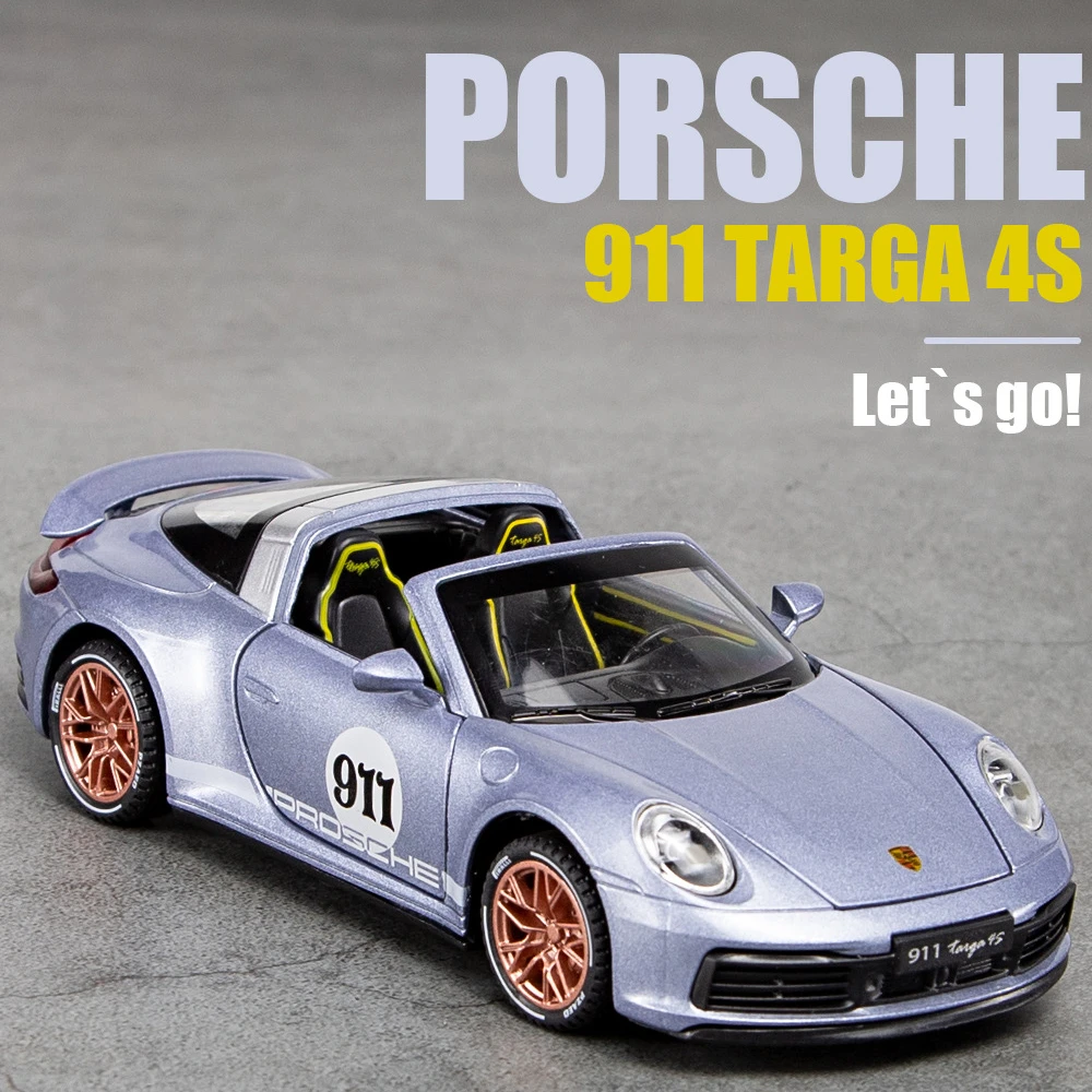 保时捷911targa4S跑车仿真合金车玩具汽车模型声光回力家居摆件