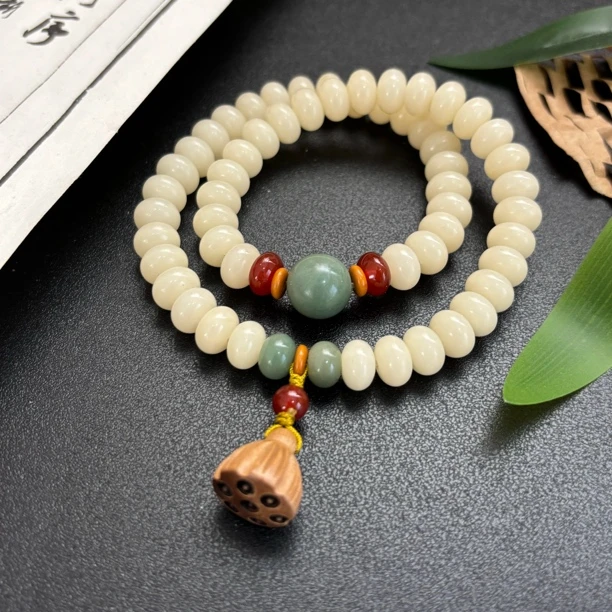 奶油莲蓬黄菩提根手串女款双圈盘玩菩提子文玩佛珠百搭