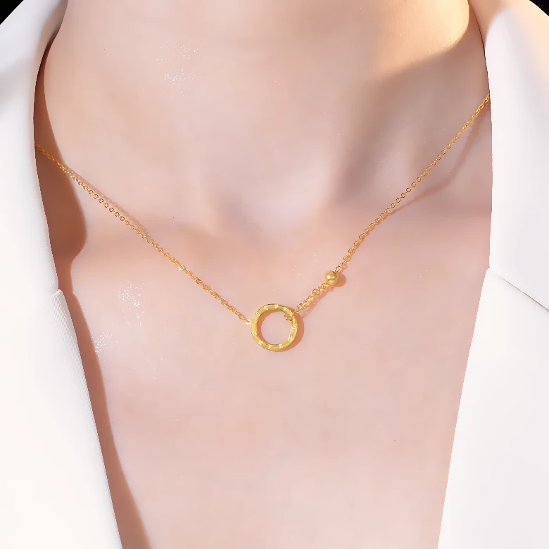 钛钢项链 气质轻奢时尚百搭小众简约环环相扣颈链锁骨链不掉色